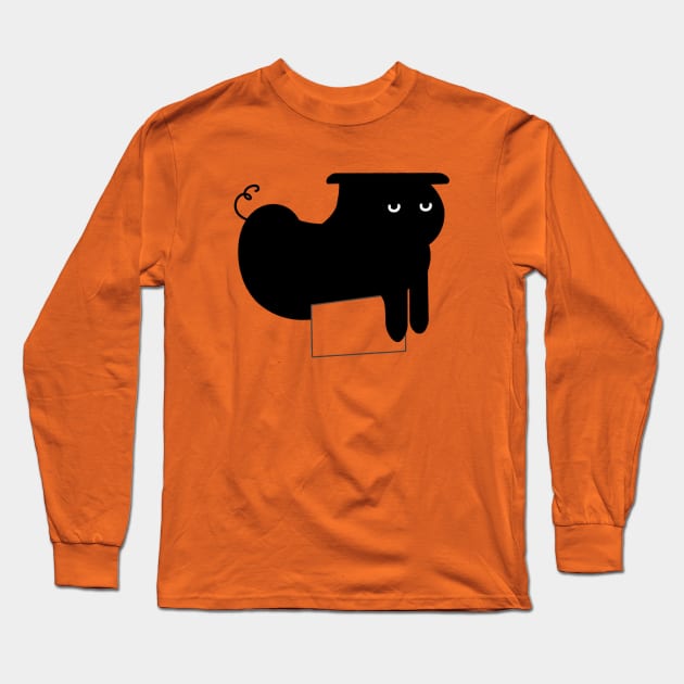 Airplane Ears Black Cat Long Sleeve T-Shirt by DrawKyle